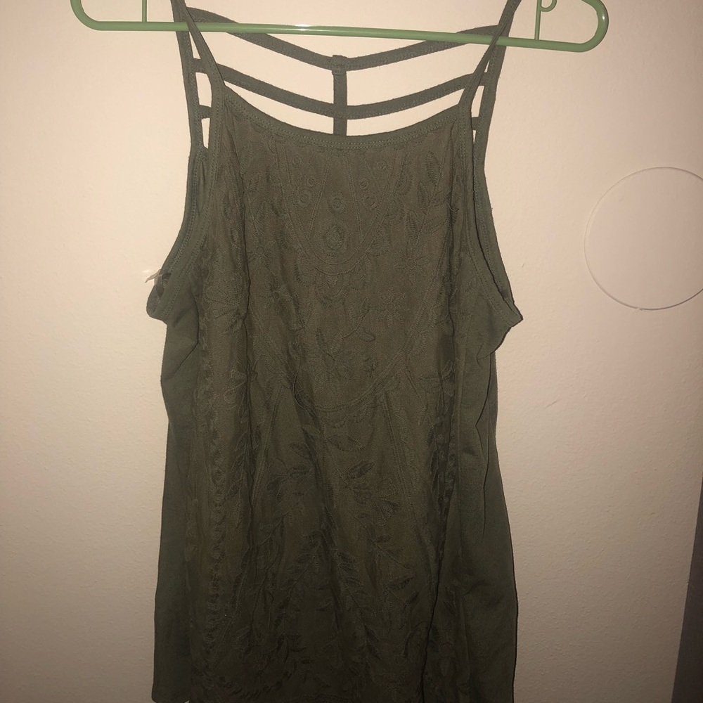 Green lace tank top